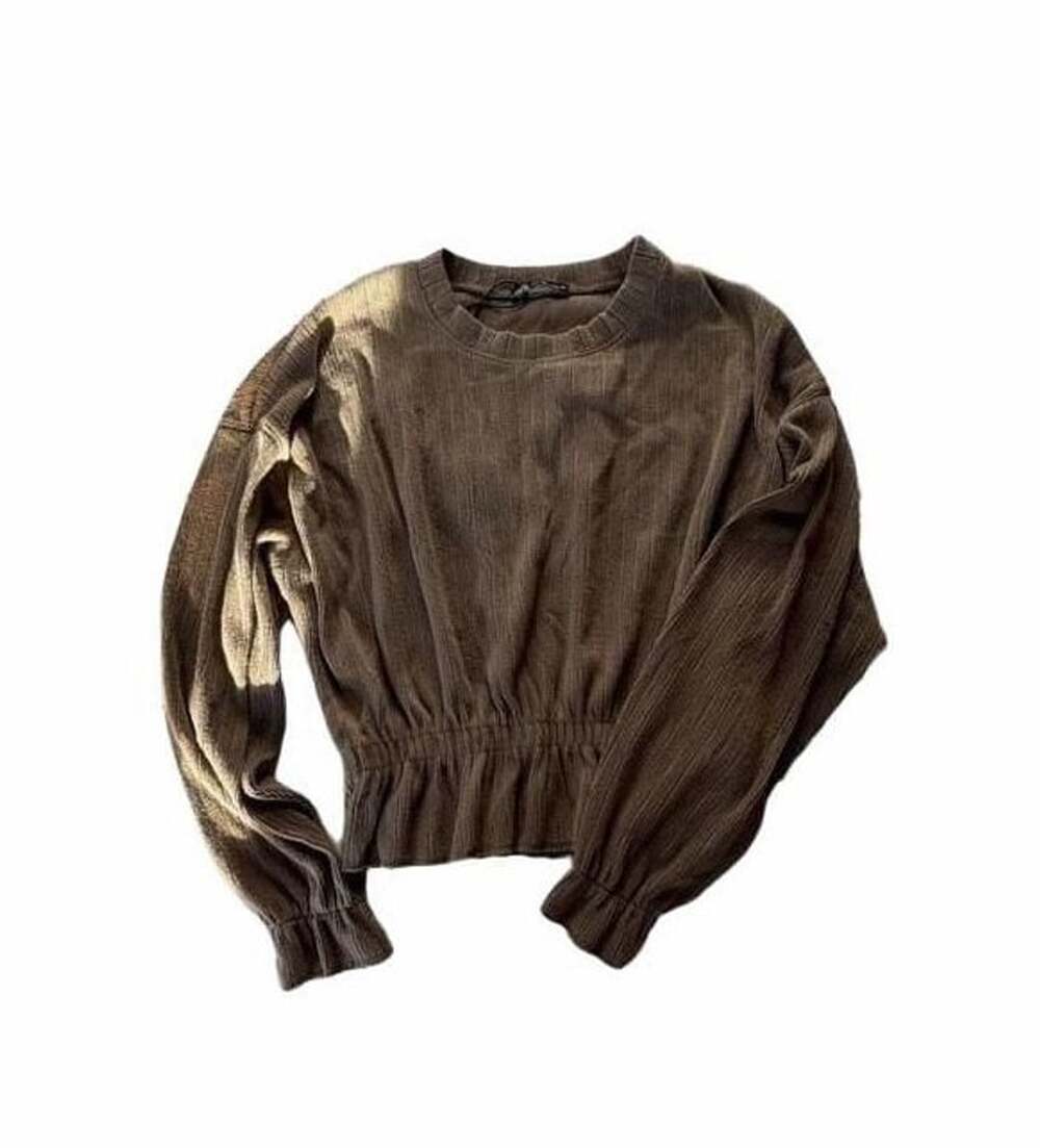 Zara Olive Green Peplum Top Size S